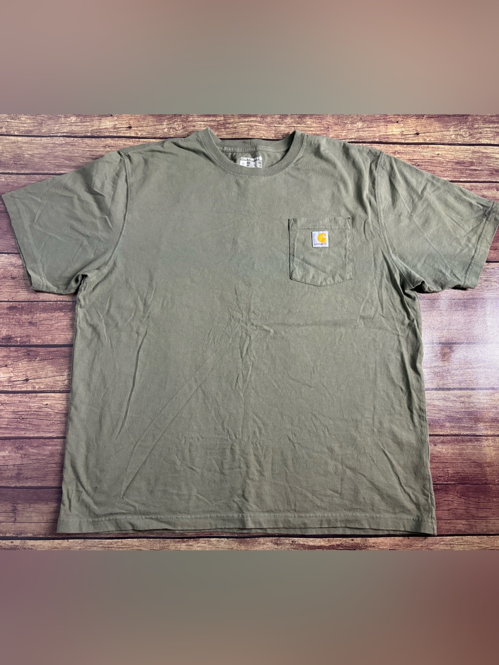 Carhartt Olive Green Pocket Tee with Logo Patch Size XL